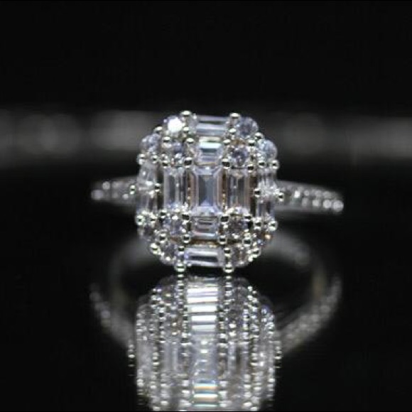 925 14kt Gold Dipped White Topaz Engagement Ring